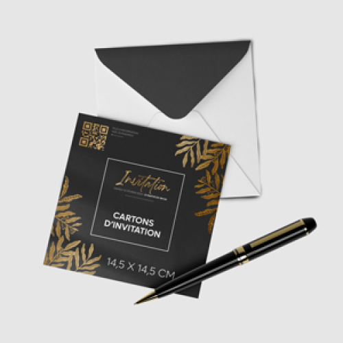 Cartons dinvitation avec Dorure 145x145cm