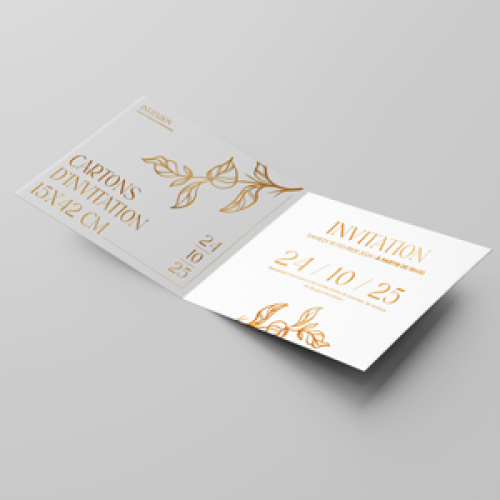 Cartons dinvitation avec Dorure 15x42cm 15x21cm plié