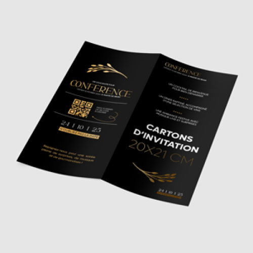 Cartons dinvitation avec Dorure 20x21cm 10x21cm plié