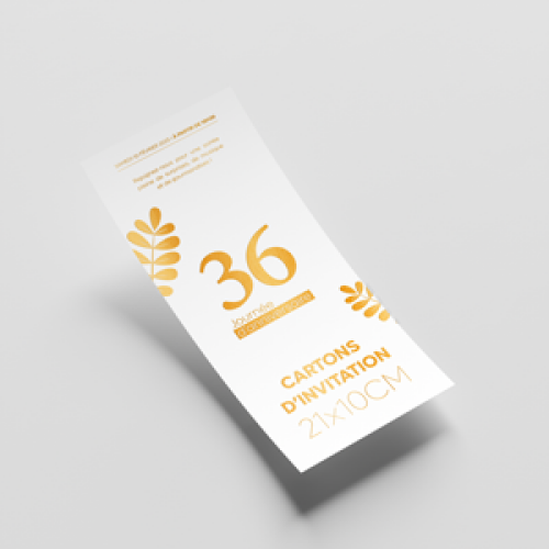 Cartons dinvitation avec Dorure 21x10cm