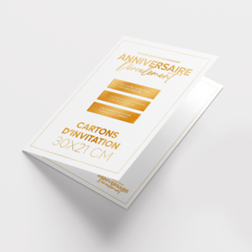 Cartons dinvitation avec Dorure 30x21cm 15x21cm plié