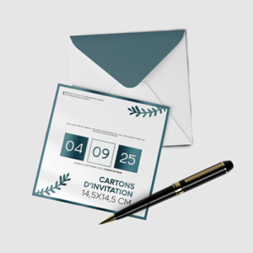 Cartons dinvitation avec Vernis sélectif 145x145cm