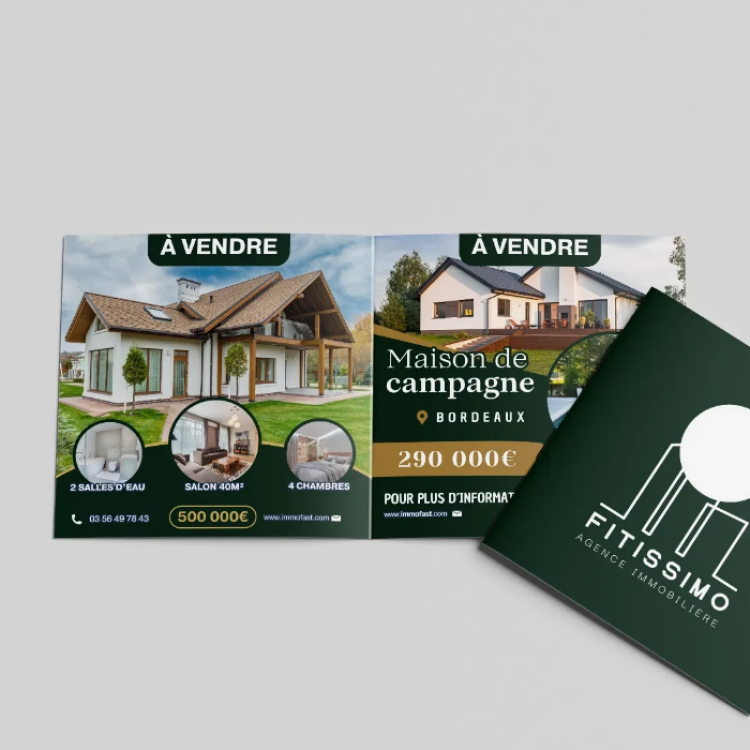 Plaquettes commerciales 2 volets (30x15cm ouvert - 15x15cm fermé)