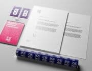 Kit papeterie professionnelle imprimée : cartes, bloc-notes, en-têtes.