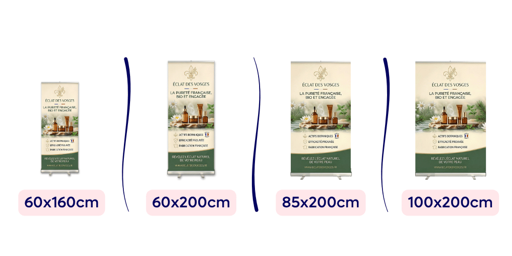 Tailles de roll up pack salon professionnel