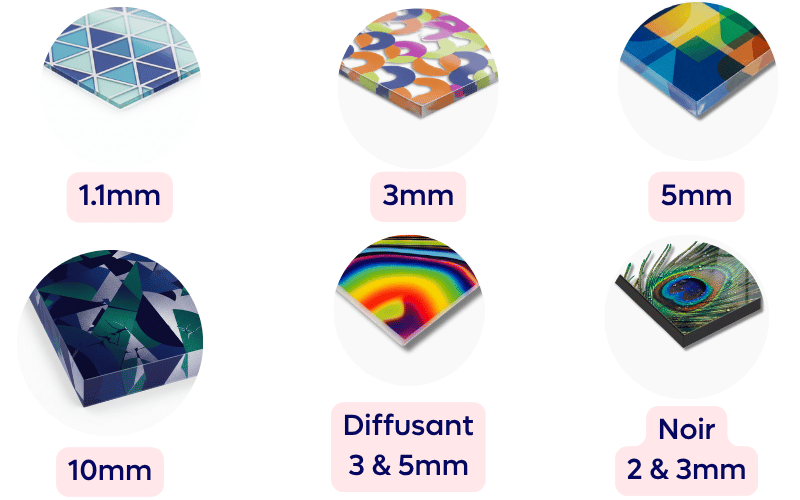 Supports d'impression panneaux plexiglas 