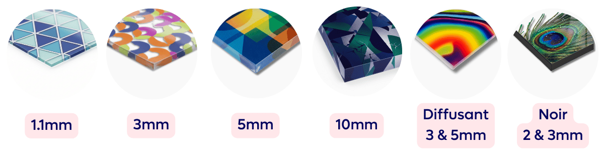 Supports d'impression panneaux plexiglas 