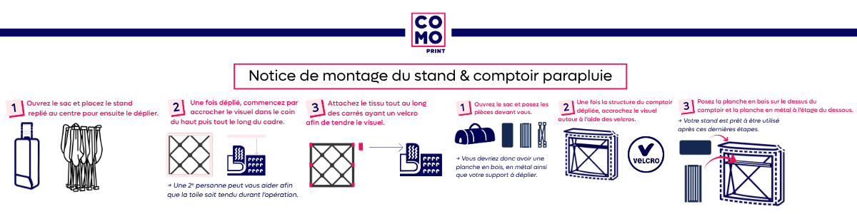 Montage stand parapluie et comptoir