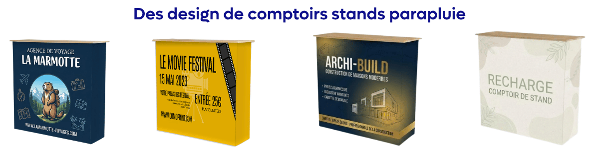 Design de comptoirs stand parapluie