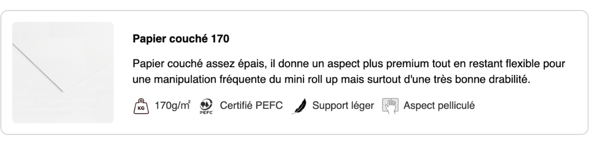 Support d'impression papier 170g pelliculé mini roll up A3