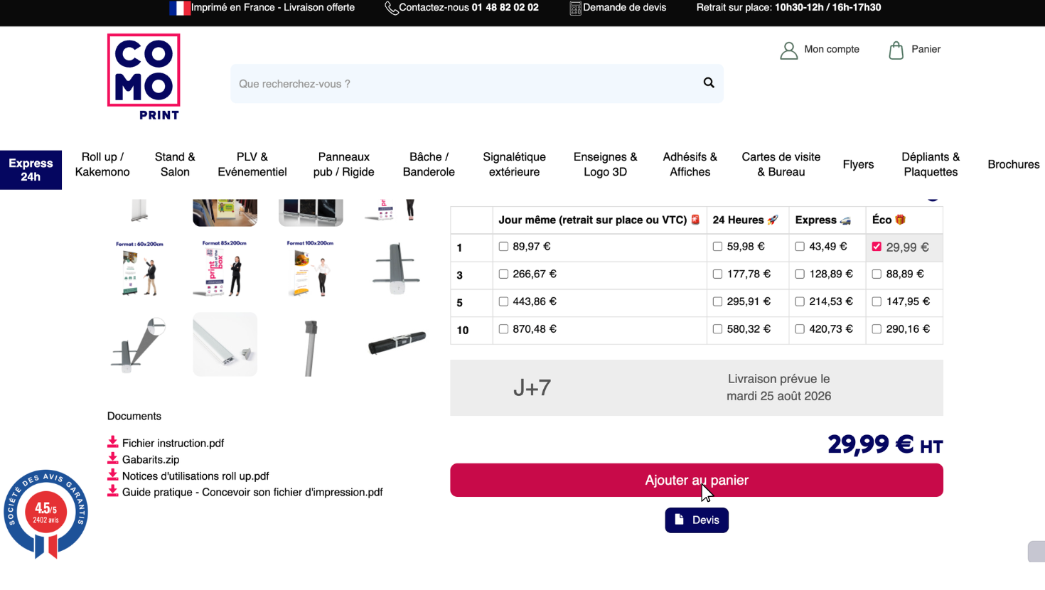 1. Je choisis mon produit