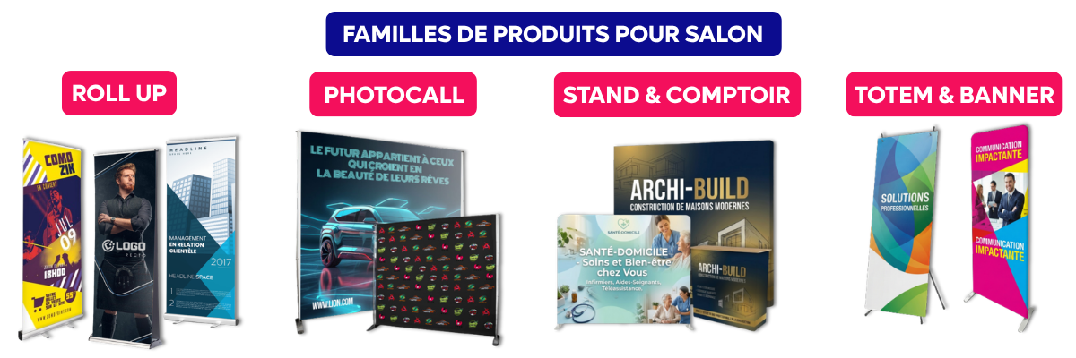 Familles de supports stand salon