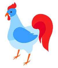 Illustration d'un coq bleu et rouge, symbole français.